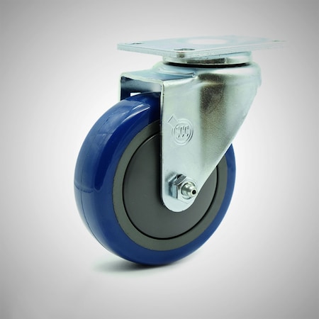 Service Caster 4 Inch SS Blue Polyurethane Wheel Swivel Top Plate Caster SCC-SS20S414-PPUB-BLUE